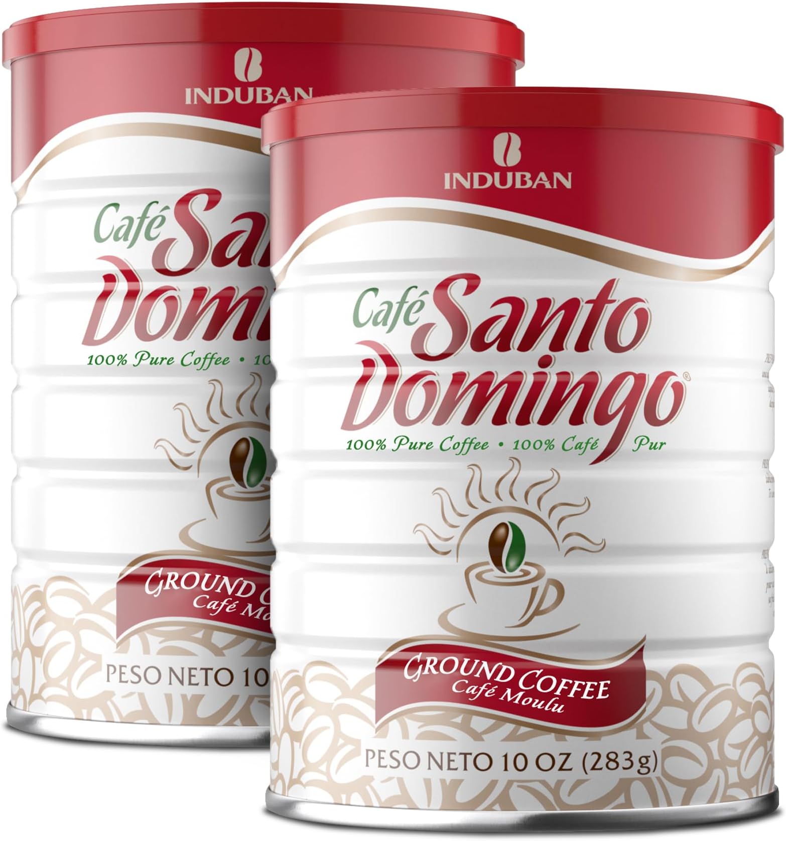 Café Santo Domingo, 10 oz Can, Ground Coffee, Medium Roast - Product from the Dominican Republic (Pack of 2)