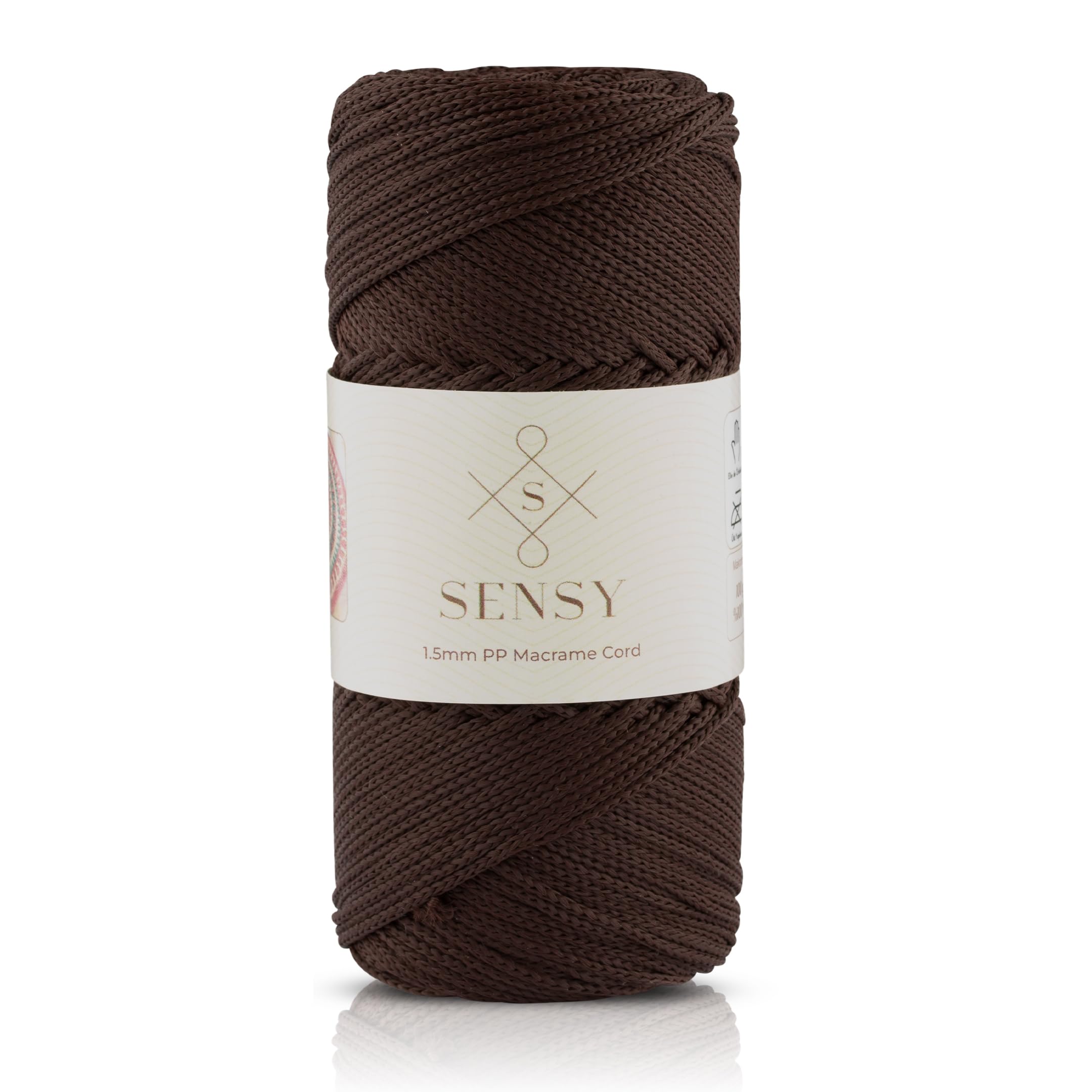 Sensy 1.5mm 164 Yards Polyester Rope 100% Polypropylene Cord Macrame Cord Crochet Bag Cord Macrame Rope Crochet Thread Gift for Knitter (Brown)