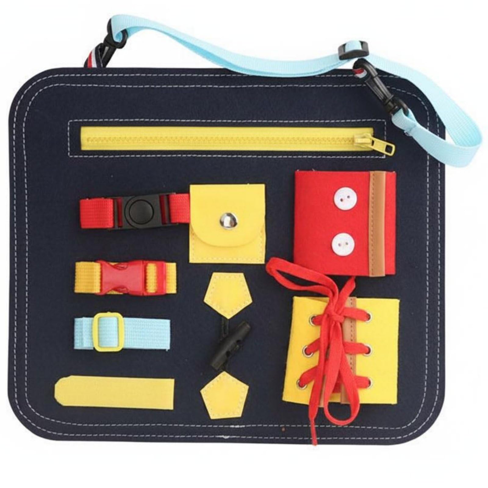 Child-Centered Inspired Felt Dressing Skills Toy Portable with Handle Fine Movement Skills Toy Hand-Eye Coordination Toddler Busy Board Soft Textile Construction for Toddlers, Preschoolers-image-25