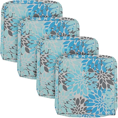 BELLRINO Juego de 4 fundas de cojín decorativas para patio, impermeables, para exteriores, de 24 x 24 x 4 pulgadas, para silla, asiento, jardín,