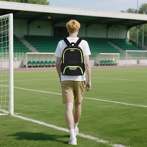 Miniatura 7 de WOLT Mochila de fútbol juvenil con soporte para pelotas y compartimento para zapatos para fútbol, fútbol, baloncesto, voleibol