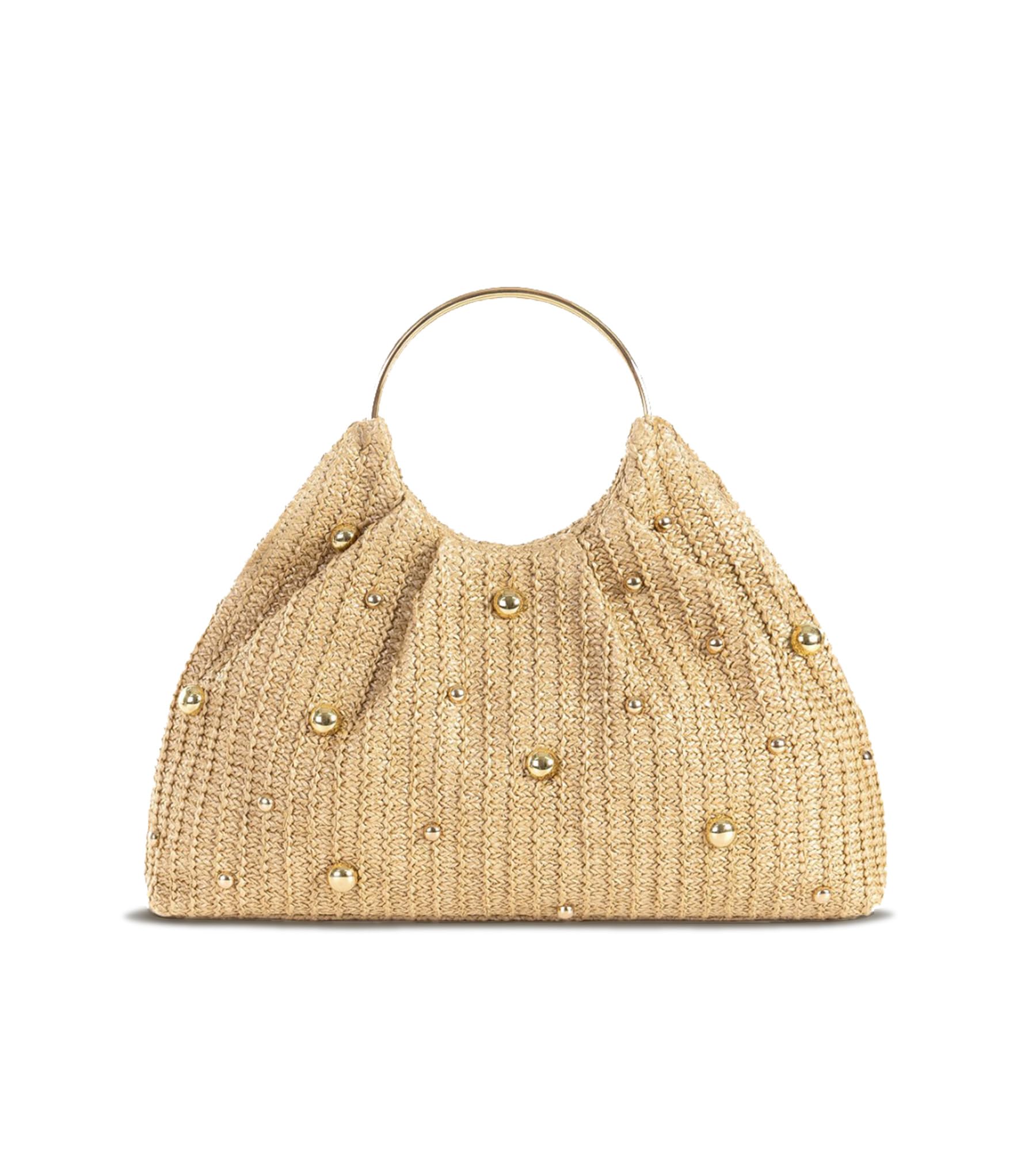 KingTo Straw Beach Bag for Women, Boho Raffia Handbag with Ring Handle