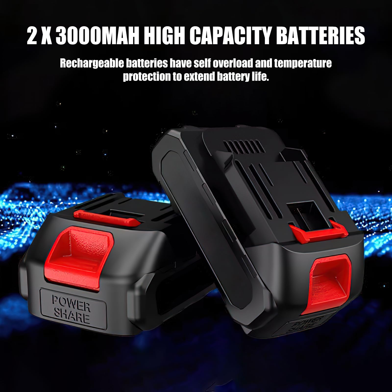Élagueuse sans fil 2 en 1 et mini tronçonneuse de 20,3 cm avec 2 batteries de 6000 mAh et chargeur, moteur sans balais, tige télescopique de 2,8 m, pour arbres et branches hautes (batterie 2 x 6000