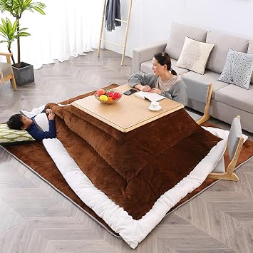 Kotatsu Table Set, with Heater and Blanket, Winter Heating Tatami Bay Window Low Table, Japanese Table for Floor Sitting Dining, Multifunctional Coffee Tables for Living room, Balcony, Easy Assembly