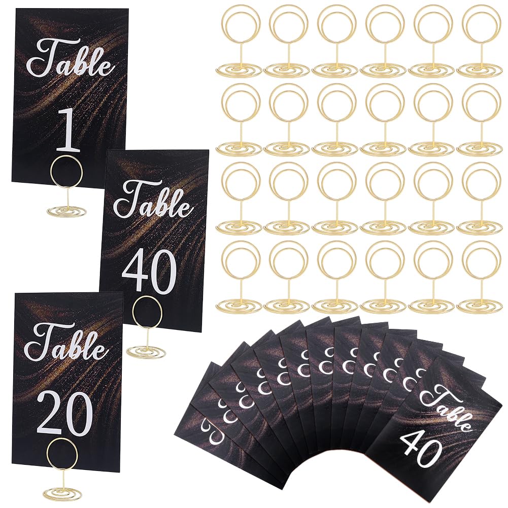 Porte-numéros dorés de table pour mariage et banquet haut de gamme en lot de 41