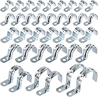 Vista 14 de Swpeet 20 piezas de 2 "(50 mm) zinc plateado un agujero EMT correa de tubo, correas de tubería U soporte de tubo abrazadera de tubo 1 agujero a