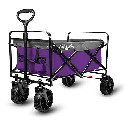 Chill Camping,Foldable Shopping Garden Camping Wagon,Large Rubber Silent Brake Caster Cross-steadied Stick (Purple)