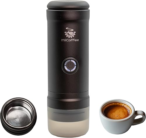 MiiCoffee Eon - Máquina de café espresso portátil, cafetera de viaje con autocalentamiento y carga USB-C (gris)