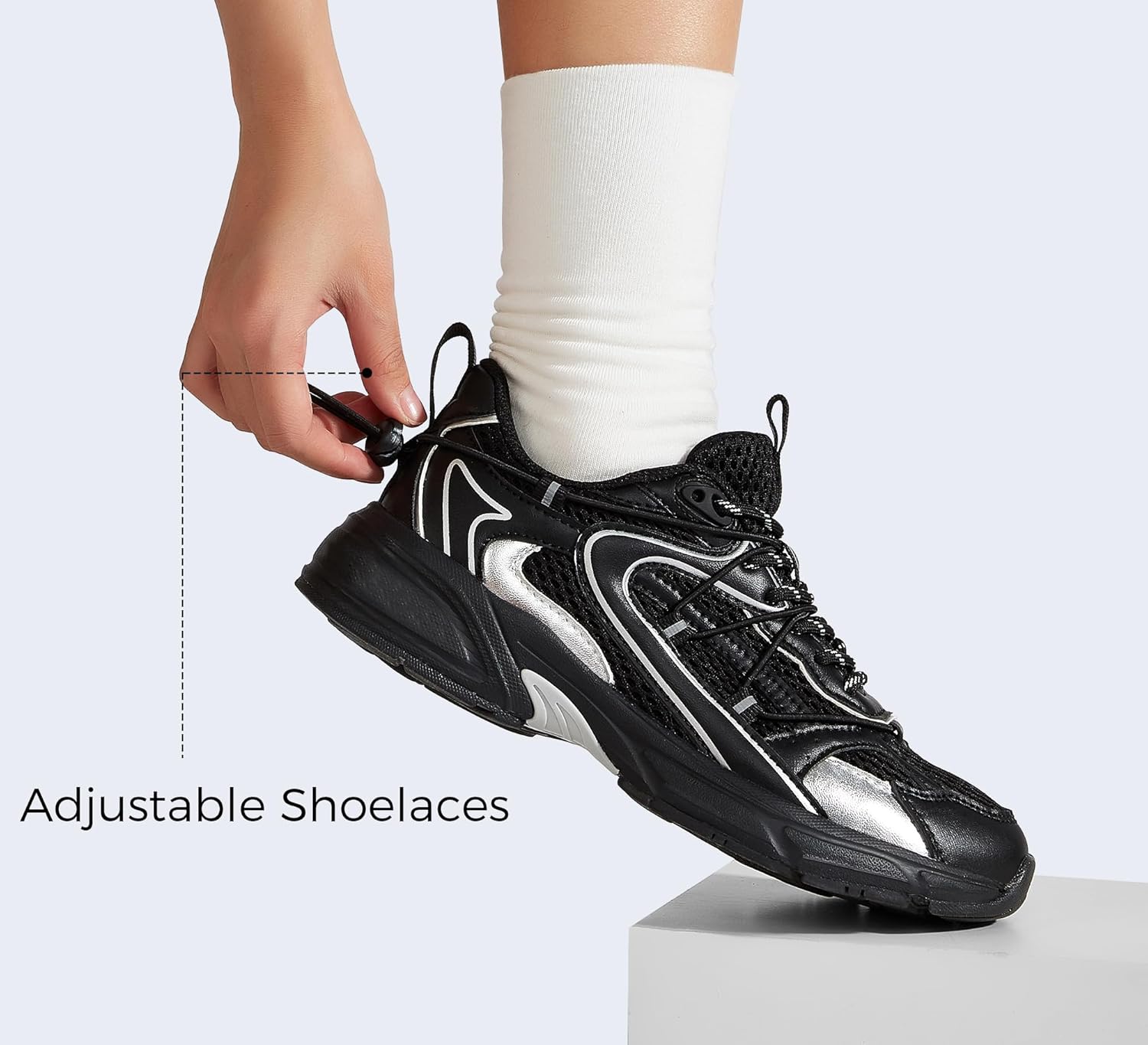 LUCKY STEP Women's Fashion Walking Shoes Running Platform Mesh Casual Sport Gym Work Adjustable Lace Lifestyle Stylish Trendy Athletic Tennis Shoes - Image 4