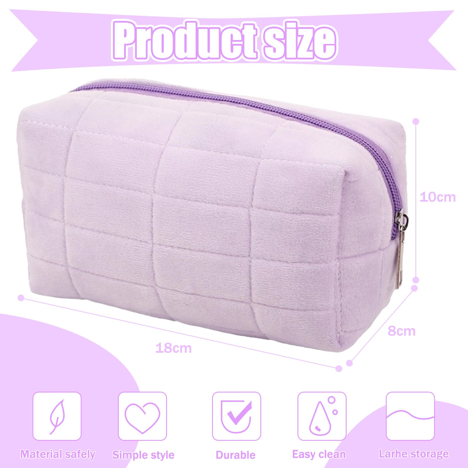 JSTHHTT 2PCS Makeup Bag, Soft Portable Cosmetic Bag, Travel Makeup Storage Bag, Make Up Pouch, Travel Toiletry Bag - Image 2