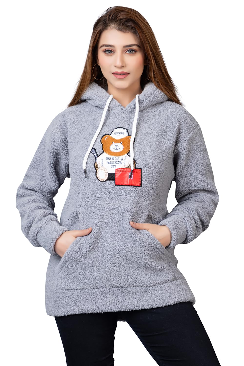wear lusso Women Wool Blend Hooded Neck Sweatshirt with Hoodies | Full Sleeves Women's Winter Wear | Warm & Stylish Hoodie-picture-23
