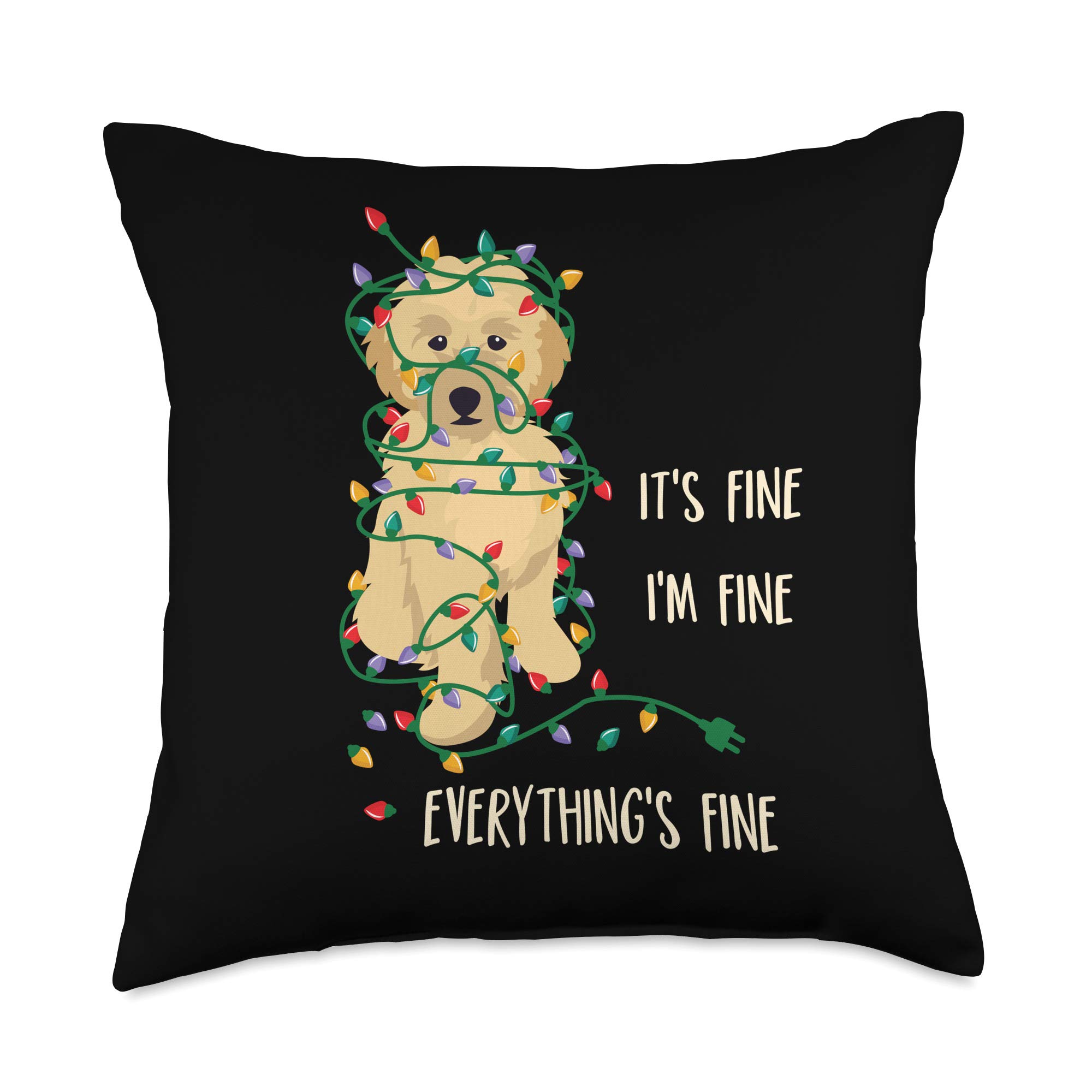 It's Fine I'm Fine Everything Is Fine Christmas Lights Throw Pillow