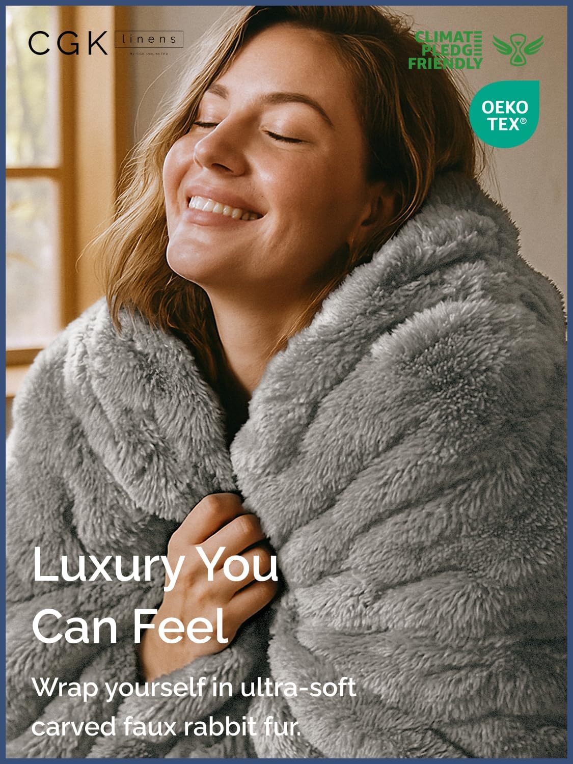 Fluffy Throw Bubble Blanket Twin Size - Faux Fur Throw for Couch or Bed - Plush Soft Extra Thick Faux Fur Rabbit Blanket - Comfy, Warm and Breathable - Luxury Minky Tie Dye Bedding - 60" x 80", Grey