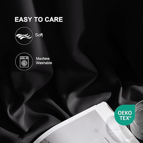 Miniatura 4 de NICETOWN Cortinas 100% opacas de 84 pulgadas de largo para sala de estar, con bolsillo para barra, cortinas térmicas y cortinas para dormitorio, 52