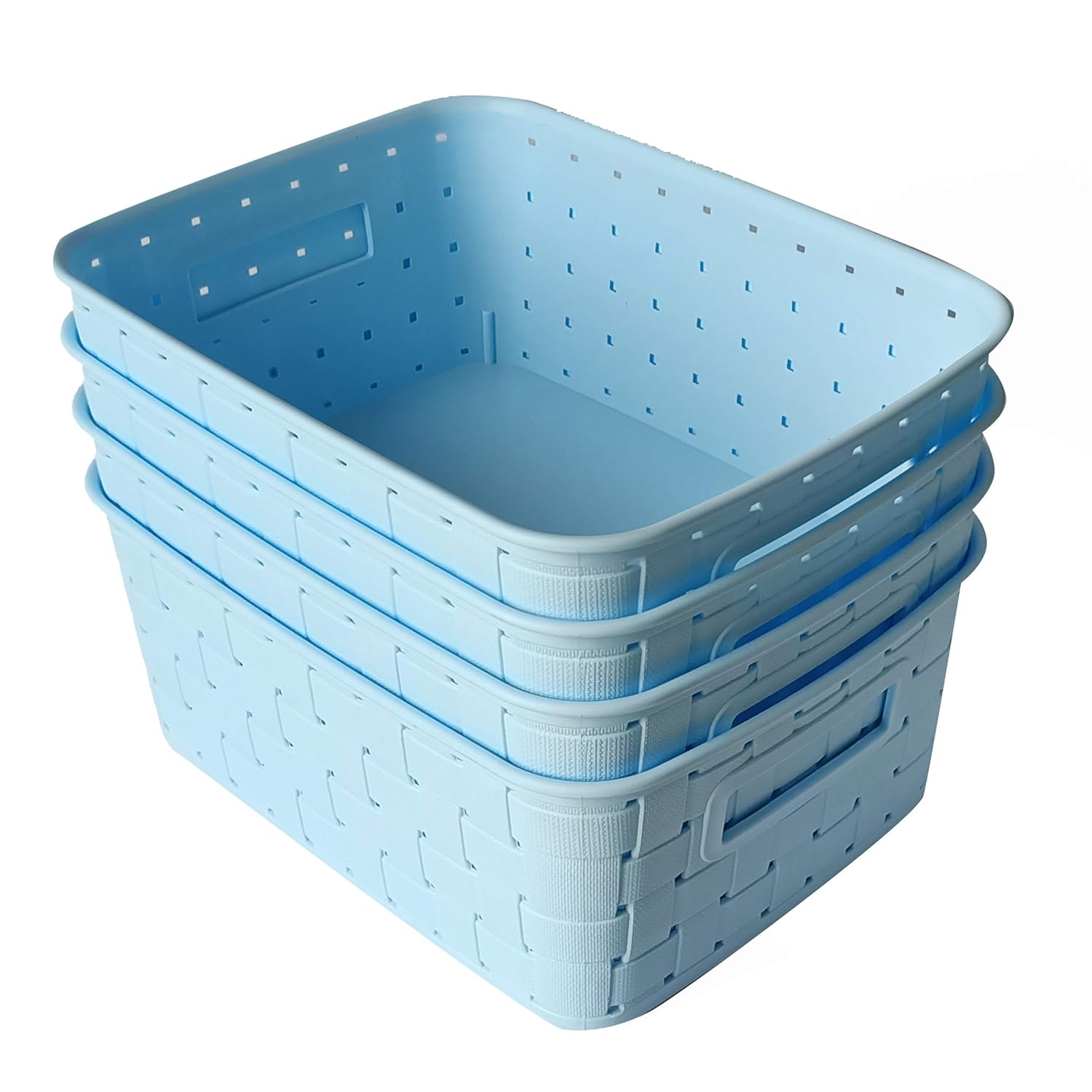 Richcraft International Set of 4 Checkered Large Sky Blue Storage