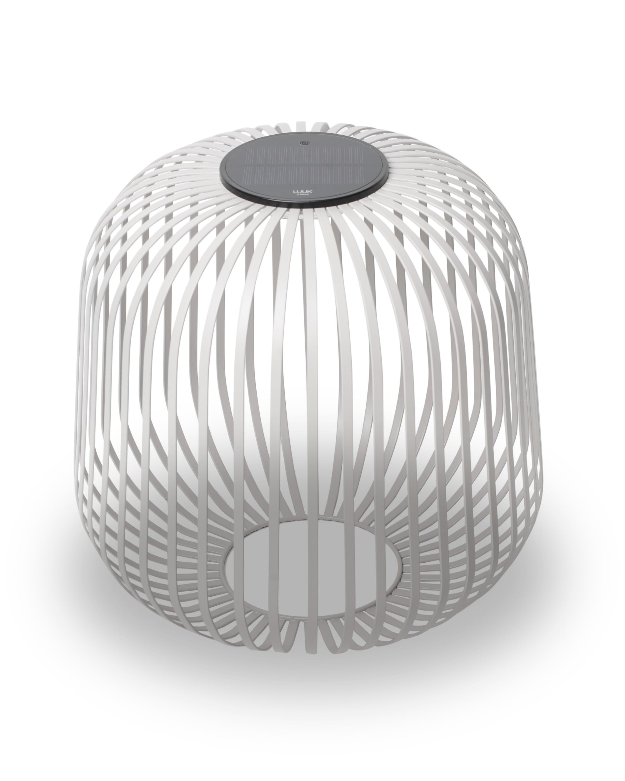 LUUK Studio Large LED Solar lamp for Indoor and Outdoor use, Cordless Garden Lantern in a Modern Metal Design, Iron Lantern, Candle Holder, Outdoor Light, dimmable & IP65 Weatherproof, Grey