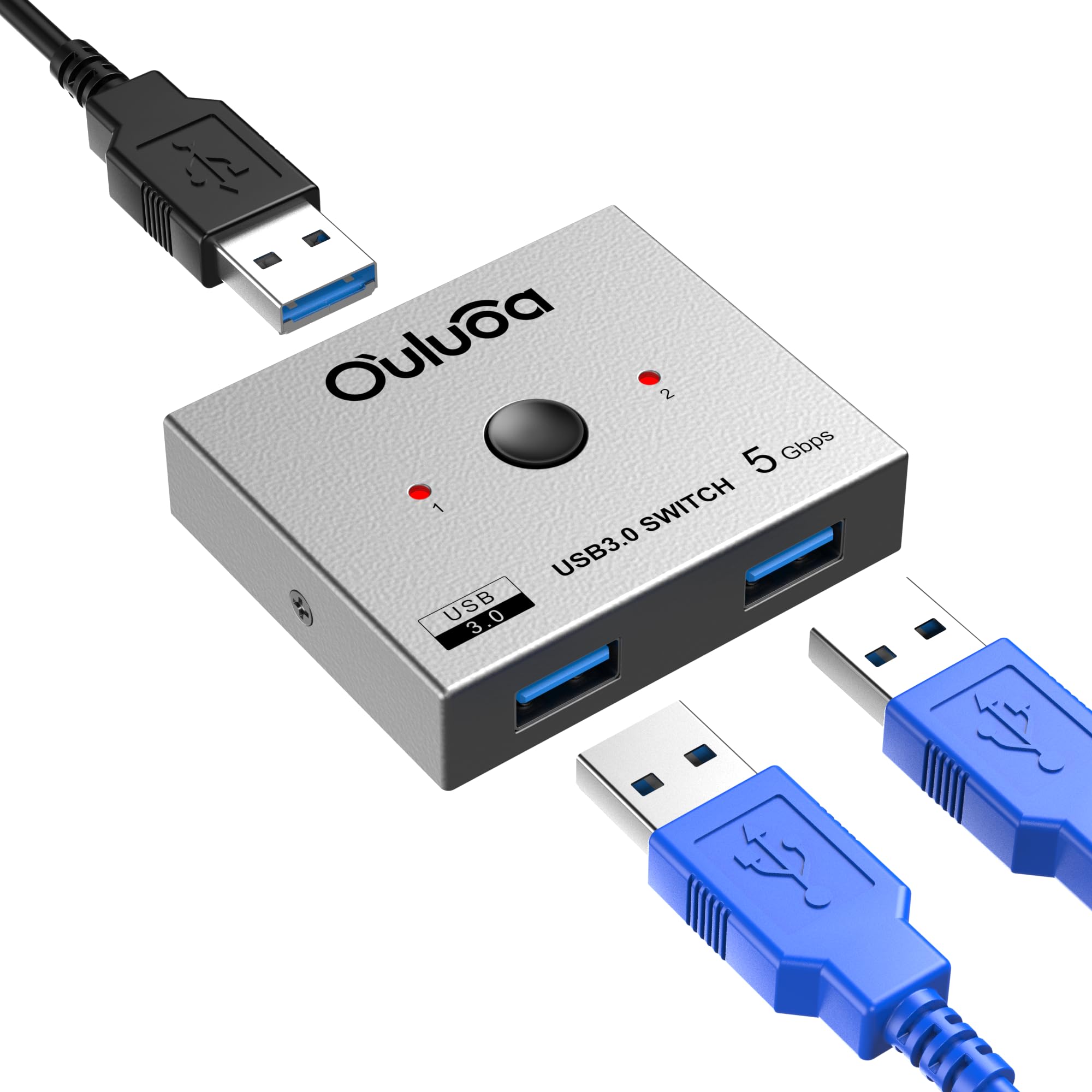 5Gbps USB3.0 Two Way Port Switch, 1in2/2in1 Output PC Sharing Adapter, Driver Free, Include 2Pcs 3.9FT A-A Cord & 1 Type-C Converter Adapter-image-43