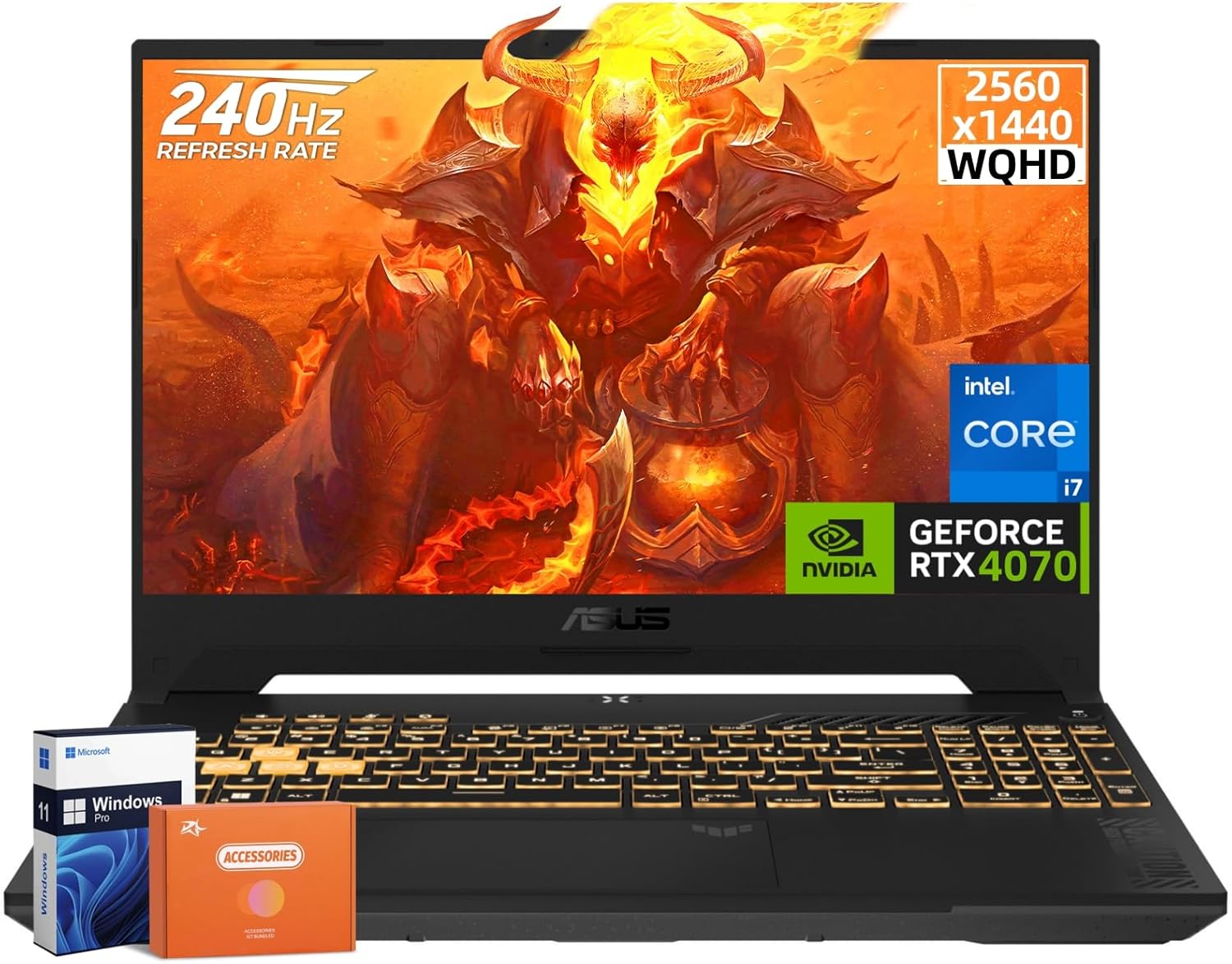 ASUS TUF F17 Gaming Laptop, NVIDIA RTX 4070, Intel i7-13620H(Up to 4.9GHz), 17.3 WQHD 2K 240Hz Display, 64 GB DDR5, 8 TB SSD, Windows 11 Pro, FX707VI-NS74