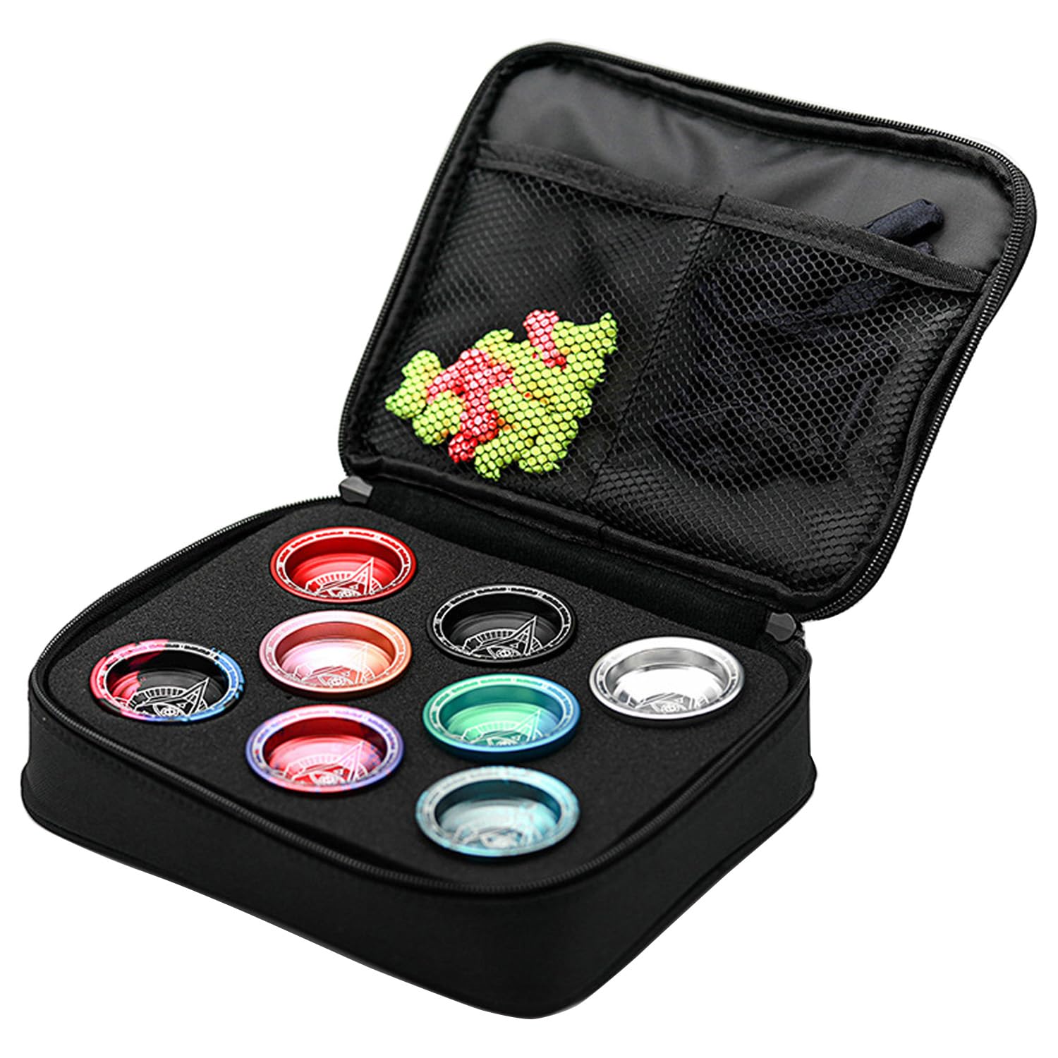 Outdoor Yoyo Toy Equipment Protective Bag Storage Bag, 8 Hole Yoyo Protective Bag with Inner Zippered Pocket