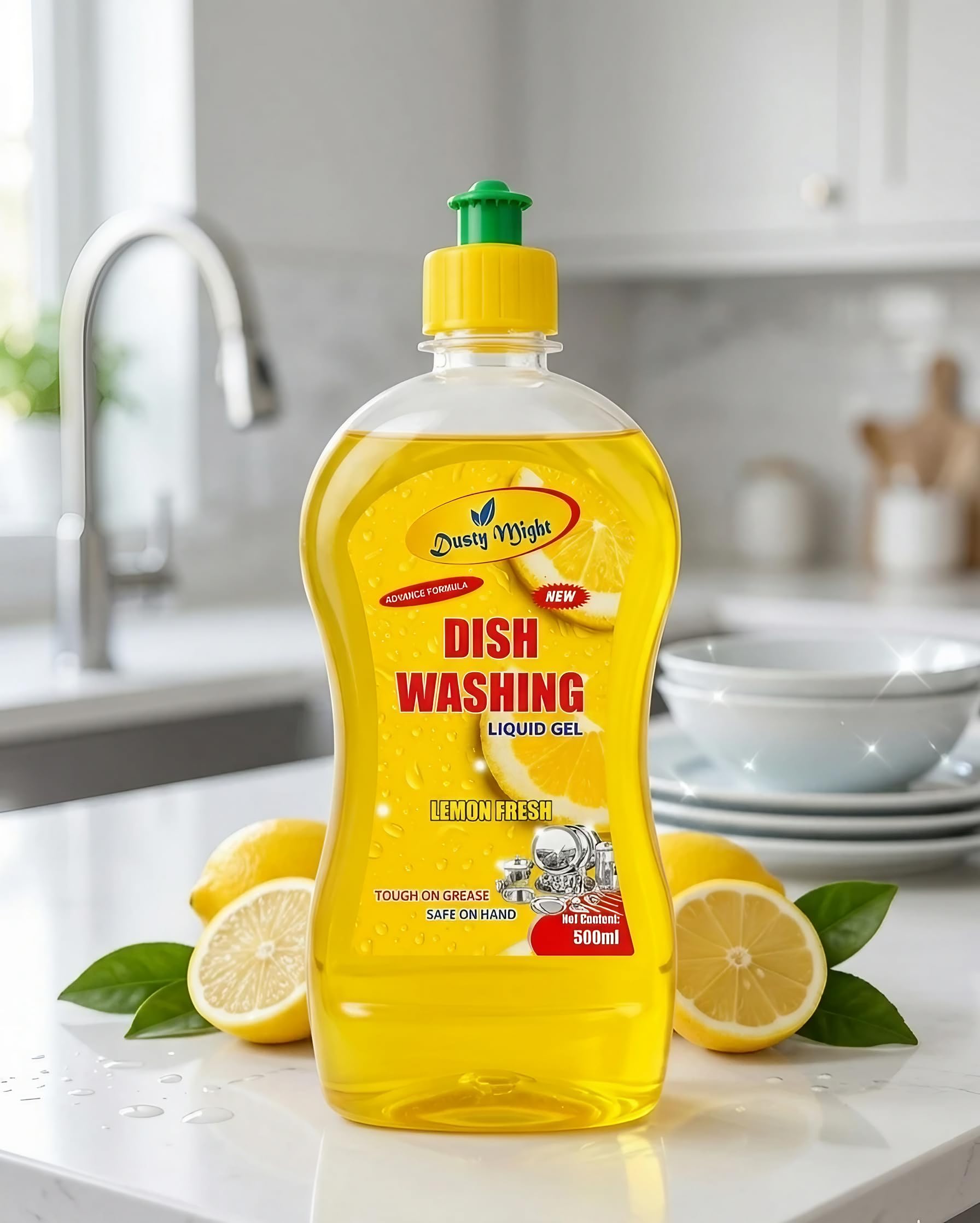 Dishwash Liquid Gel 500 ml | Lemon Fresh Scent | Tough Grease Cleaner | No Residue | Suitable for All Kitchen Utensils-image-30
