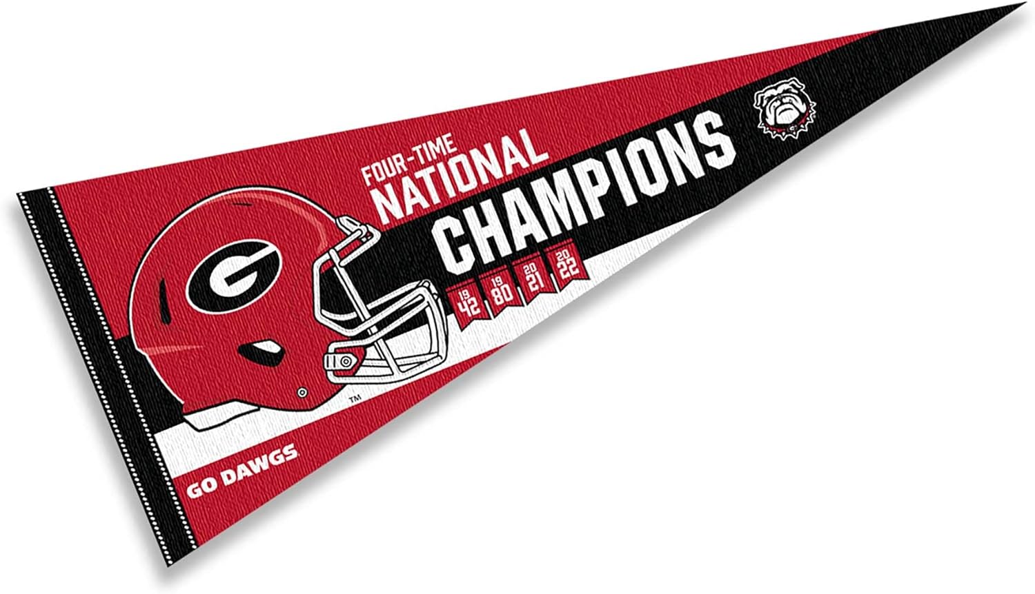 Georgia Bulldogs College Football 4 Time National Champions Pennant Banner Flag