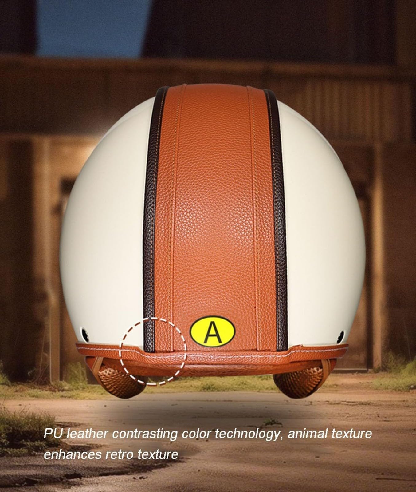 Zatwierdzony przez ECE kask motocyklowy retro, styl vintage kask do skutera 3/4, wykonany z prawdziwej skóry z wizjerem, dla mężczyzn i kobiet
