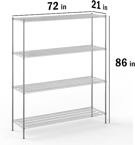 Miniatura 270 de Kit de estantería de alambre cromado de 4 niveles de 24 pulgadas de profundidad x 24 pulgadas de ancho x 64 pulgadas de alto Unidad de estante