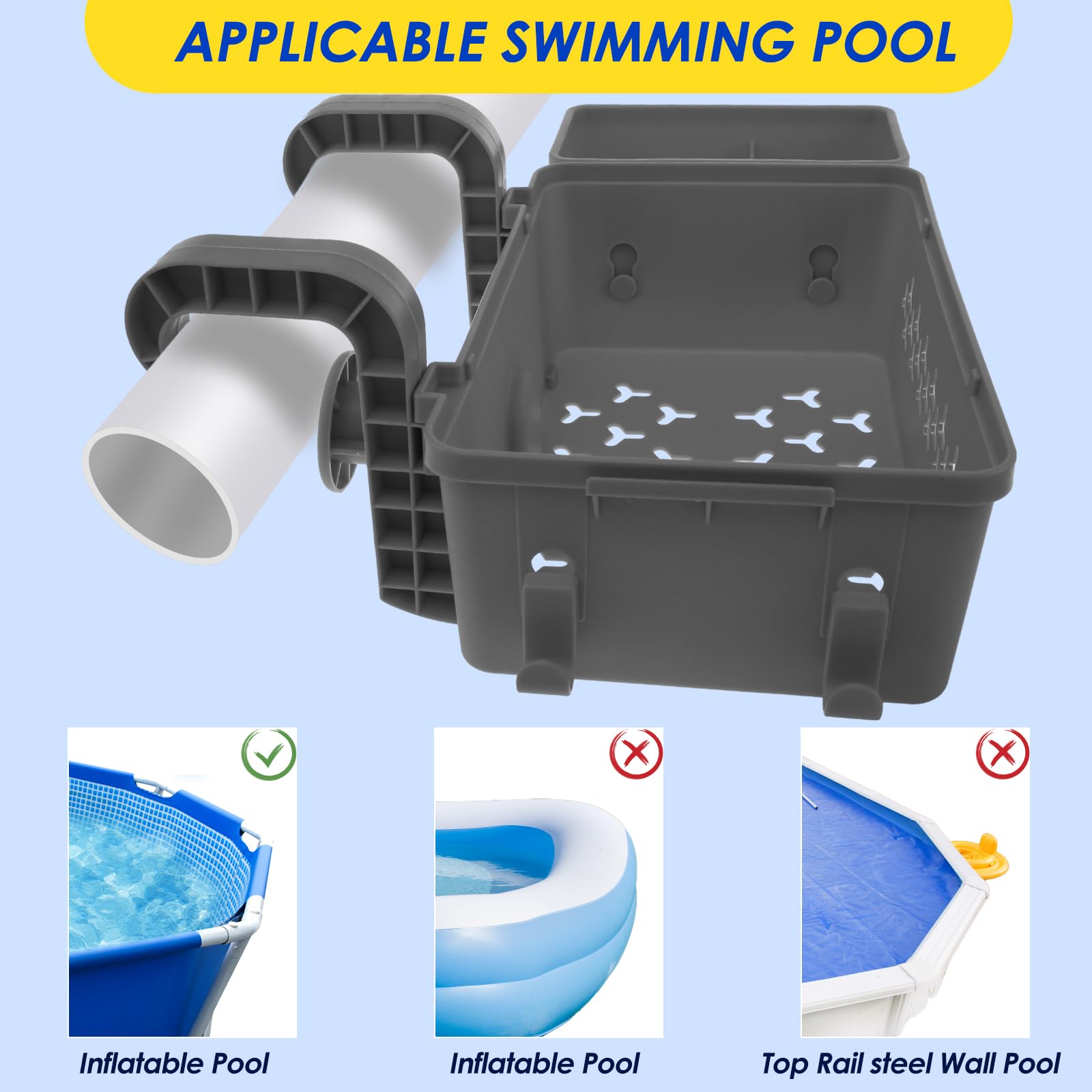 Panier De Rangement Pour Bord De Piscine Avec Porte-gobelets - Suspendu, Réglable, Grande Capacité - Pour Piscines à Cadre - 3