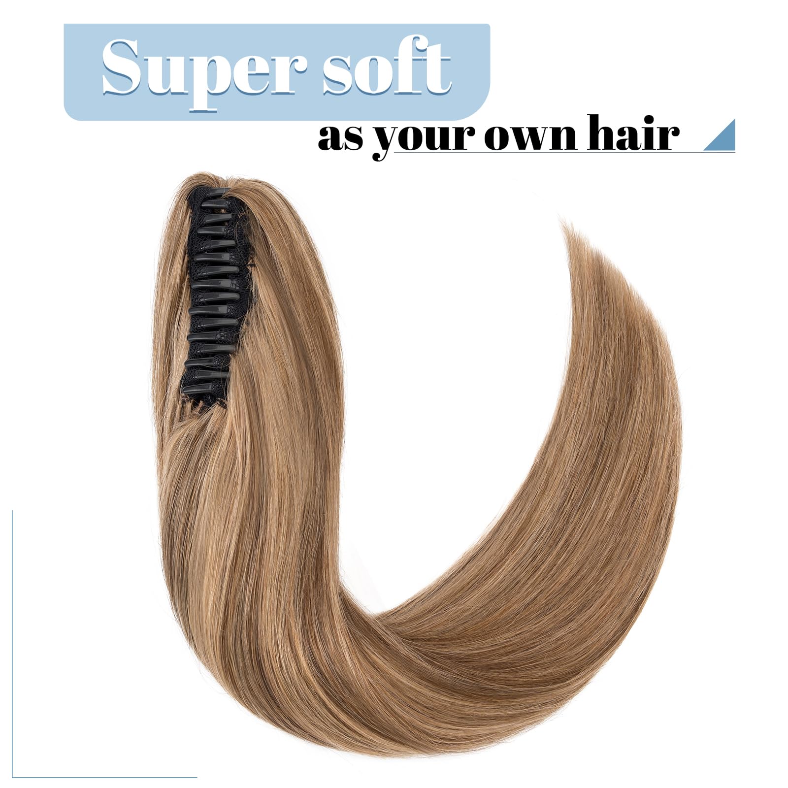 SEGO Coda Capelli Veri Extension Clip Pinza Cavallo Ponytail Naturale Remy Human Hair Lisci 35cm Fascia Unica 105g - # Castano Cioccolato balayage Biondo Scuro