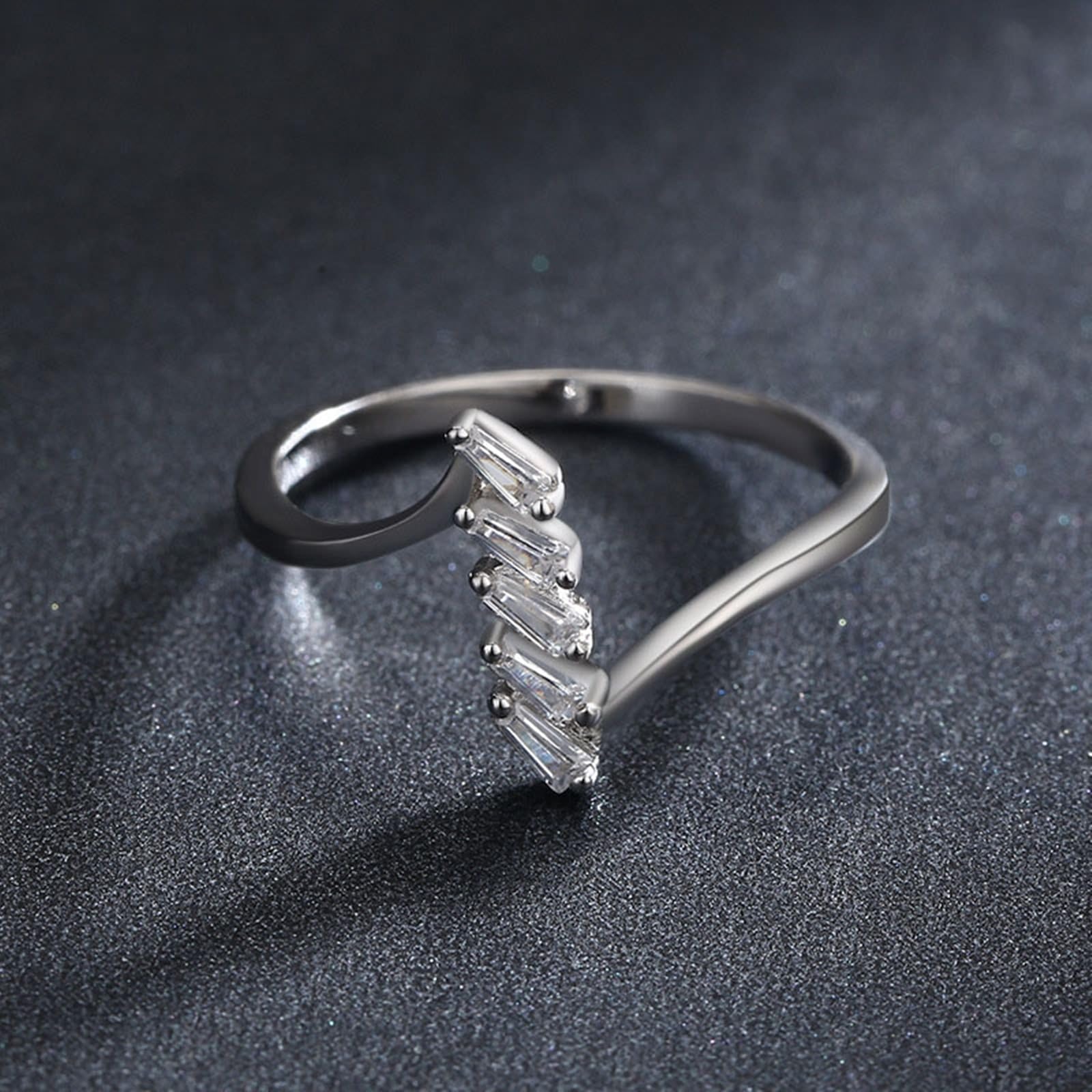 KnSam 9K/14K Weiß Gold Trauringe Echter Schmuck, Trapezschliff Moissanit Partnerringe Au375/ 585 Weißgold, Klassiker Freundschaftsringe, Gr.47-62