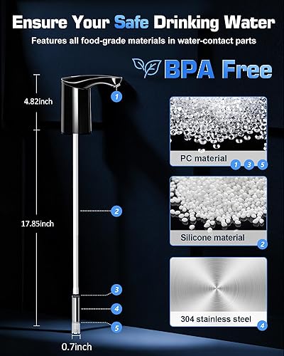 Miniatura 6 de Bomba dispensadora de agua recargable para botella de 5 galones, dispensador eléctrico USB-C de gran flujo de agua, bomba sumergible automática