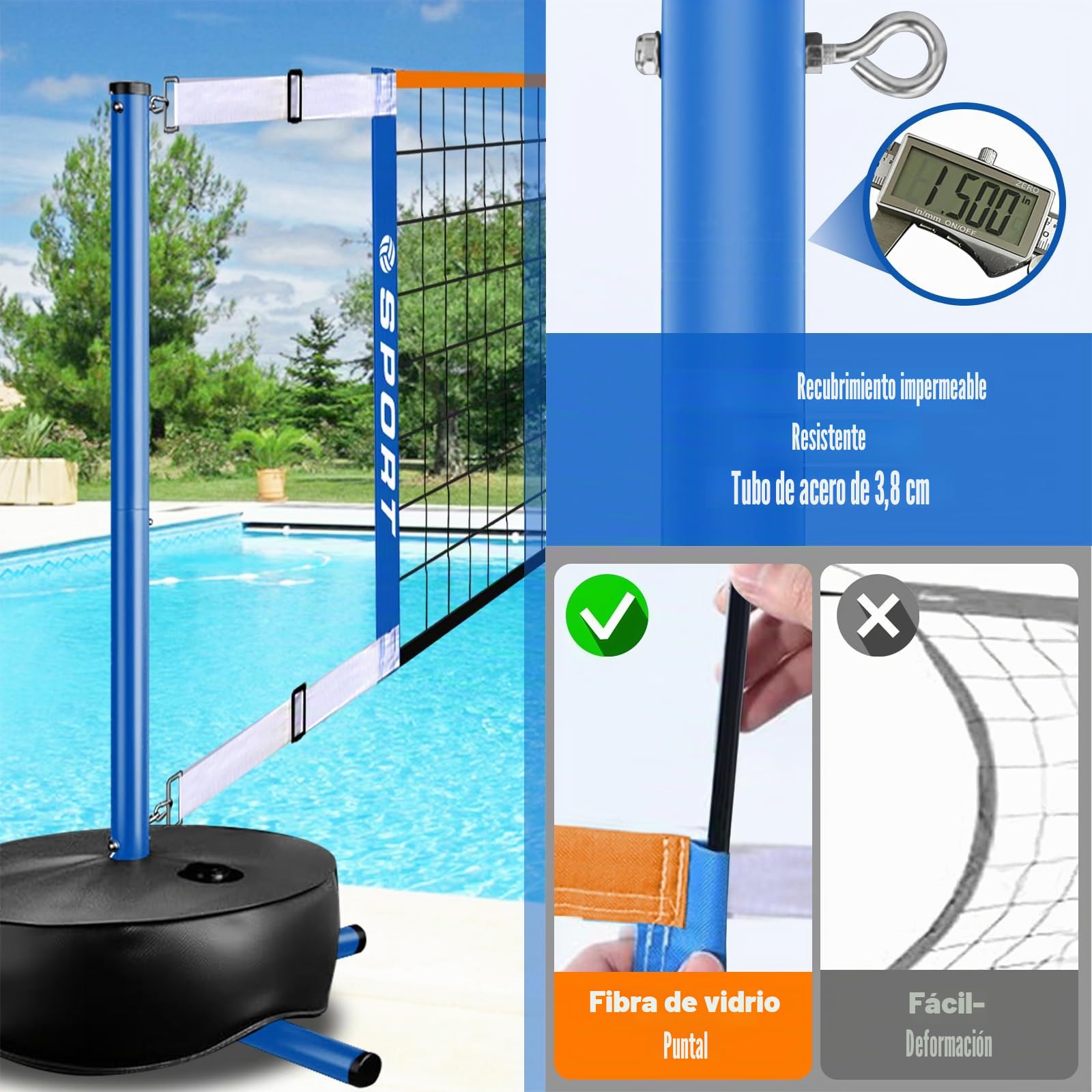 Red de Voleibol para Piscina con 2 balones de Voleibol acuáticos