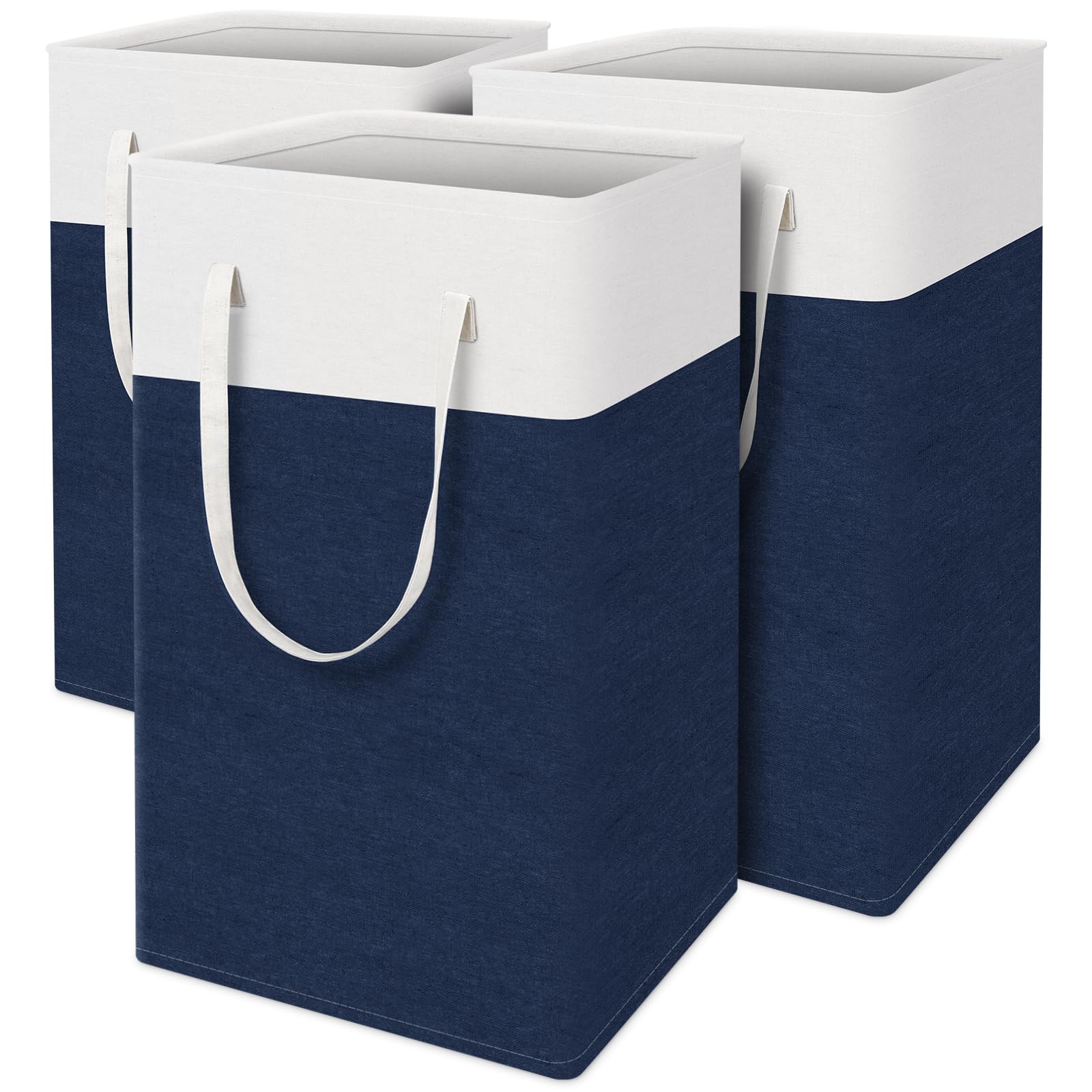 TasticTotes Laundry Basket 3-Pack, Laundry Hamper, 88L-Blue