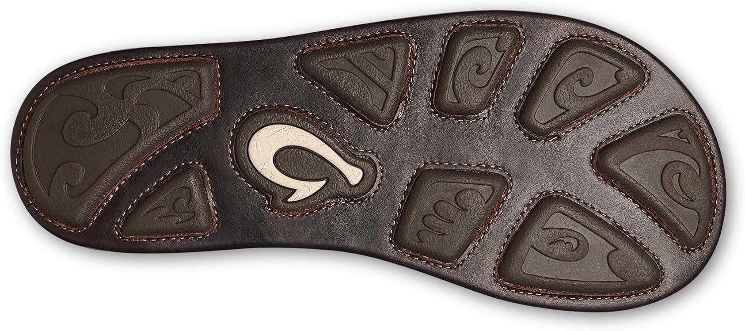 OLUKAI Hikianalia Men's Leather Sandal, Full-Grain Leather, Non-Marking Rubber Traction Pads & Compression Molded Footbed - Image 5