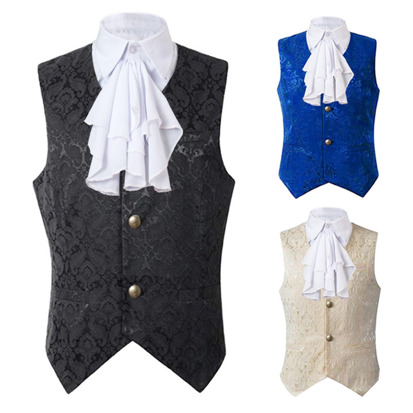 Gilet da uomo in stile vittoriano, steampunk, gotico, per Halloween, medievale, vintage, elegante, jacquard, classico, per lavoro, matrimoni, feste