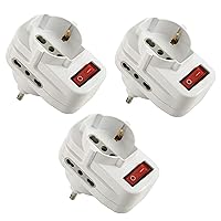 Electraline 92398 Confezione da 3 Adattatori Multipresa Tripla con Interruttore