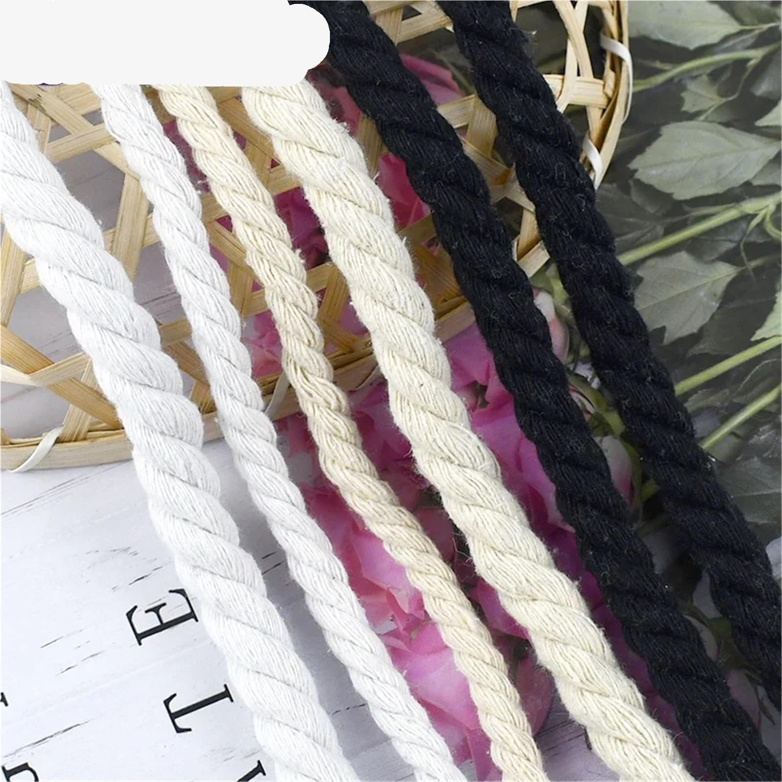 Cordón de algodón Trenzado Cuerda Algodon 5/10M 5-20mm | 3 cuerdas trenzadas decorativas for bolsa de ropa, cordón de macramé trenzado for el hogar(Beige-15mm,10Meters)