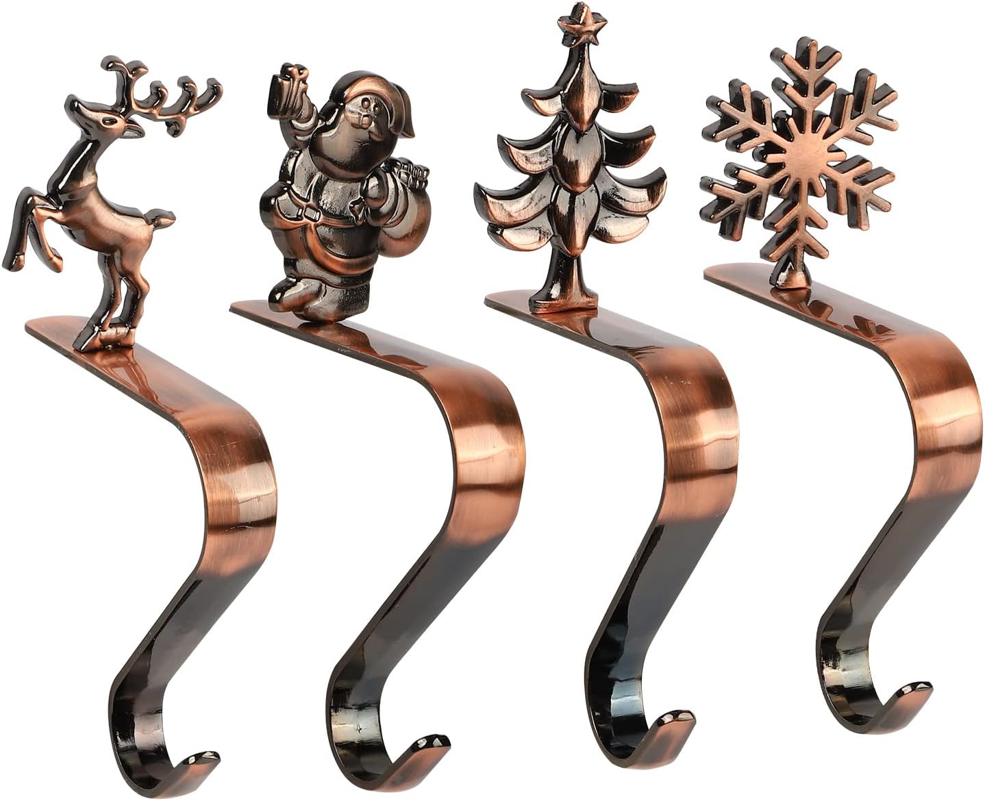 4 Pack Christmas Stocking Hangers for Fireplace, Non Slip Metal