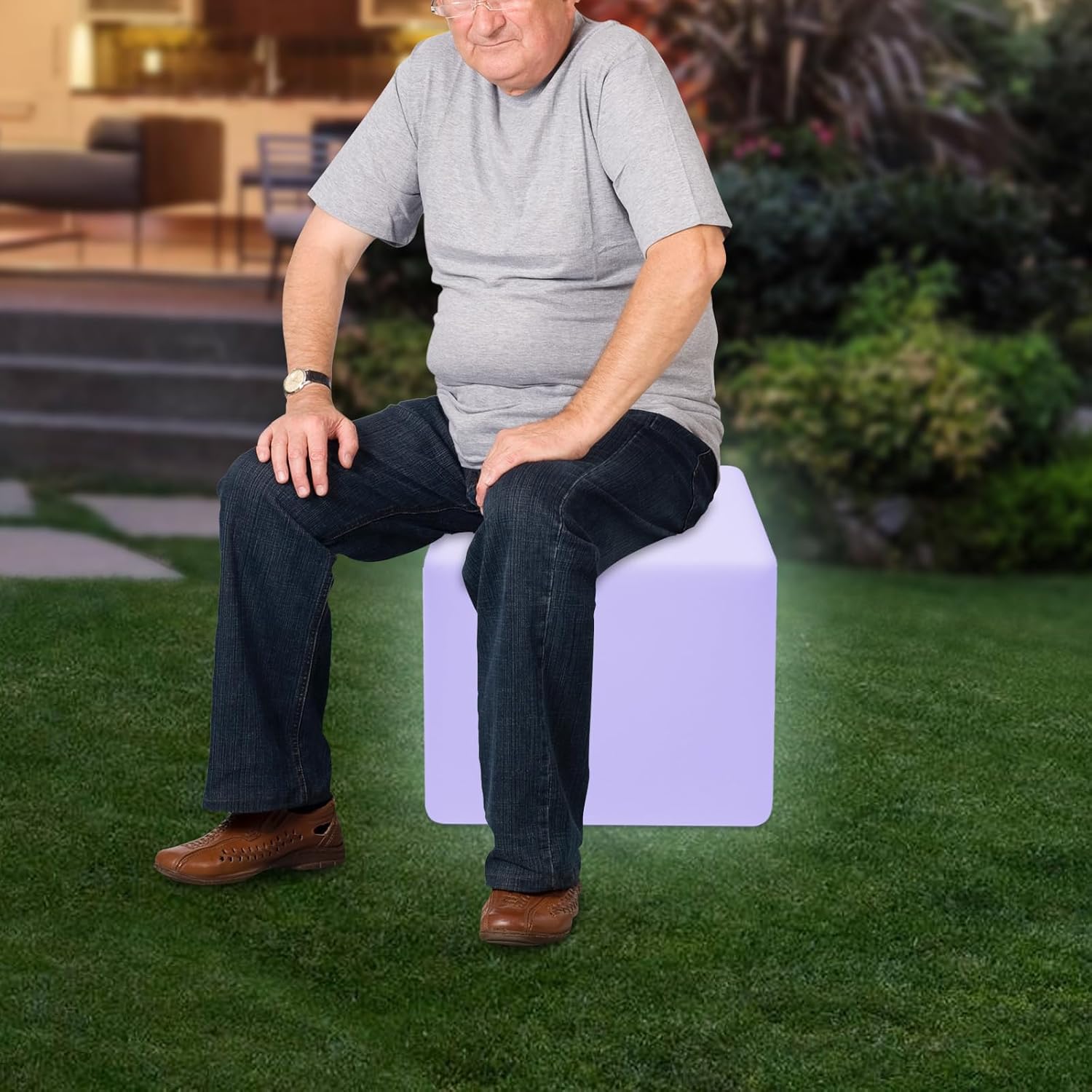 16" Inch LED Light Cube Stools Chair w/Remote Control RGB 16 Colors Rechargeable