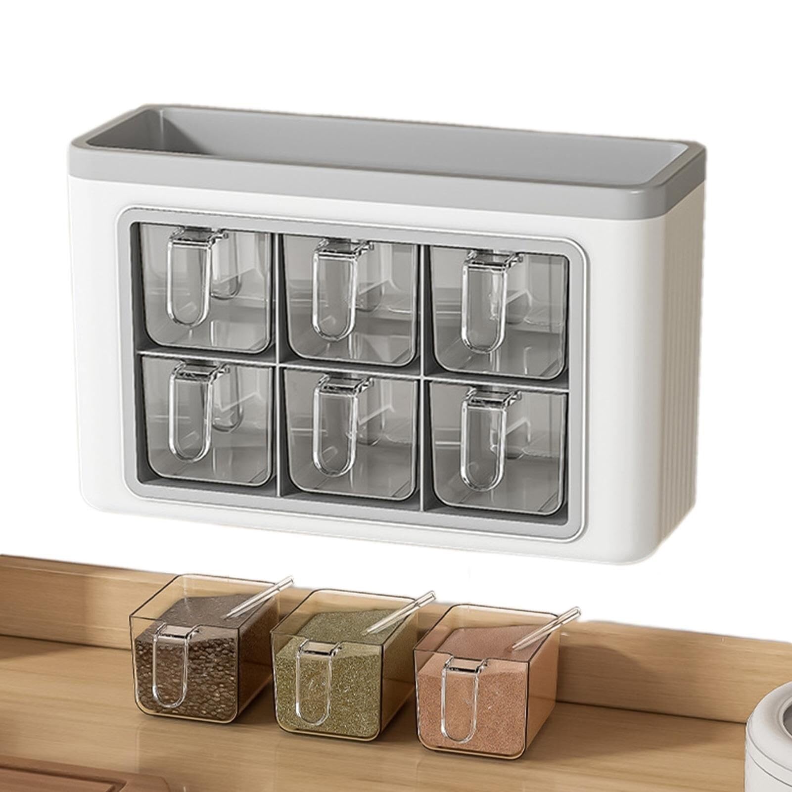 Porta Spezie Da Cucina - Porta Spezie Da Parete, Scatola Adesiva For Spezie | Contenitore Trasparente For Sale E Zucchero, Contenitore Ajinomoto, Porta Spezie Portatile Con