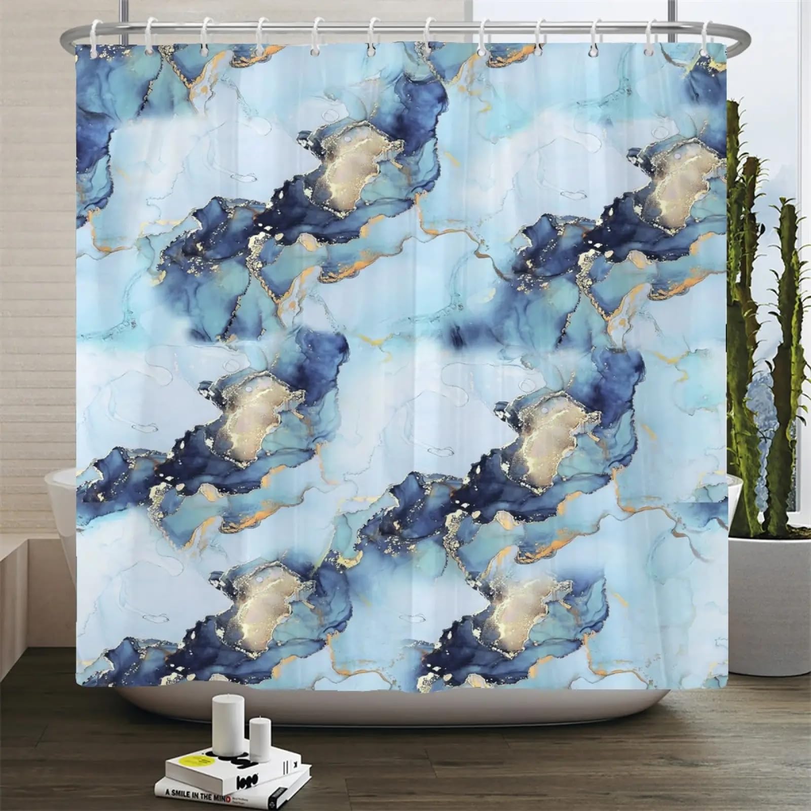 Rideau de douche aquarelle en tissu 166x150 cm pour illuminer votre salle de bain moderne