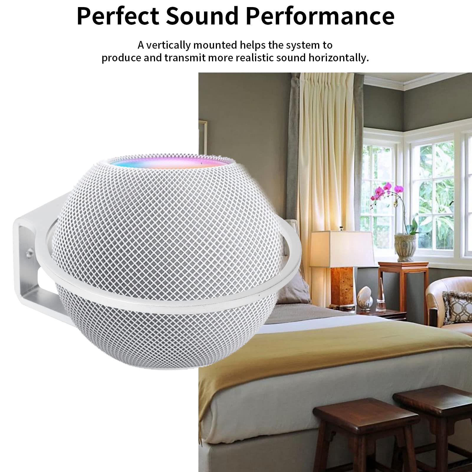 Uchwyt ścienny do HomePod Mini, Półka do Montażu ściennego do HomePod, Uchwyt ścienny Mini Głośnika ze Stopu Aluminium, Stojak Głośnikowy, Akcesoria do Homepod Mini(Srebro)