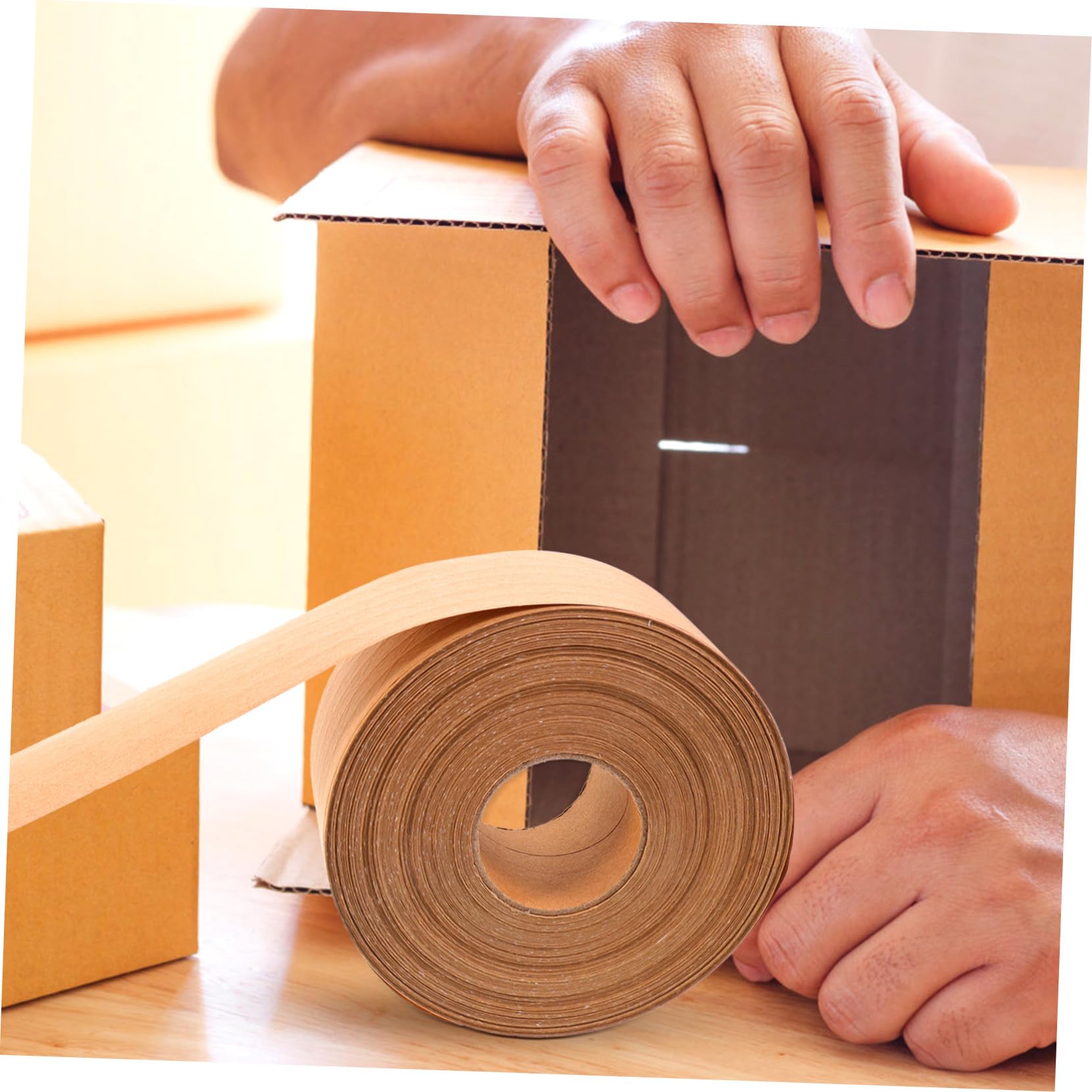 Mipcase Ruban Adhésif Papier Kraft Inscriptible Pour Fermeture De Colis Et Scellement (7cm*100m) 100m/rouleau