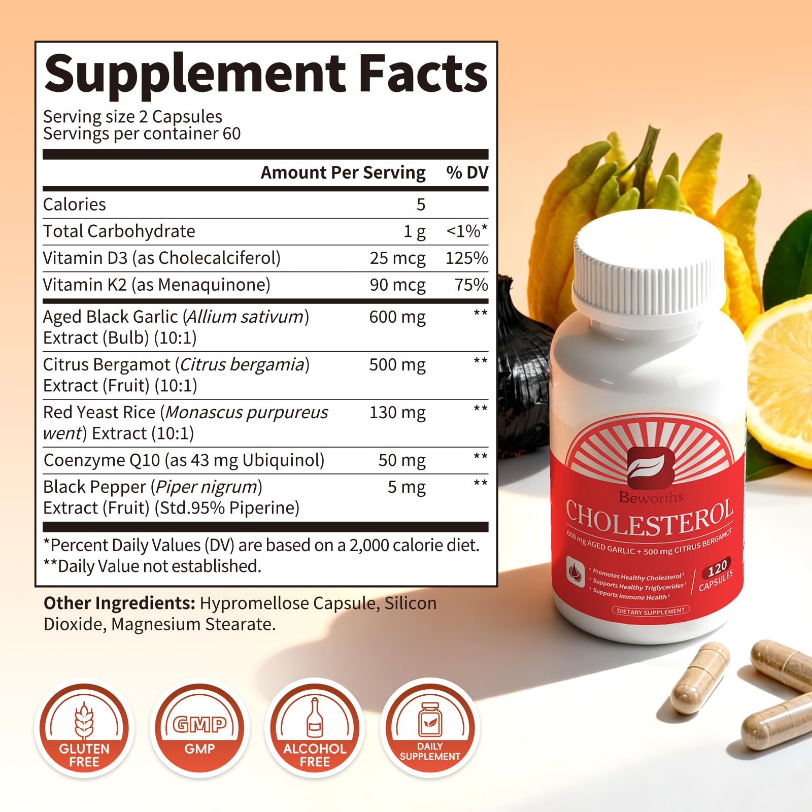 Cholesterol Health Supplements, Garlic Extract & Citrus Bergamot 120 count — Amazon image 8
