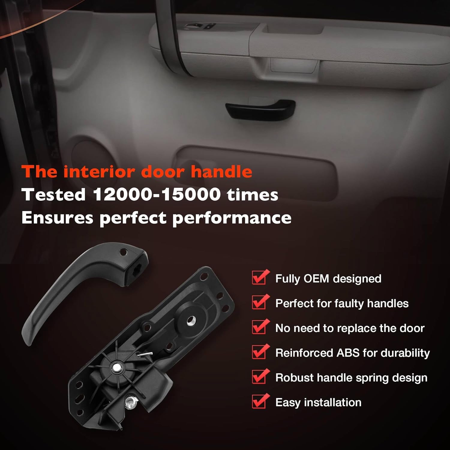 ATRACYPART Interior Door Handle Kit Front Rear Right Passenger Side| for 2007-2014 Chevy Silverado Tahoe Suburban Avalanche, GMC Sierra Yukon, Cadillac Escalade | Replaces# 20833602, 20871483, 80375