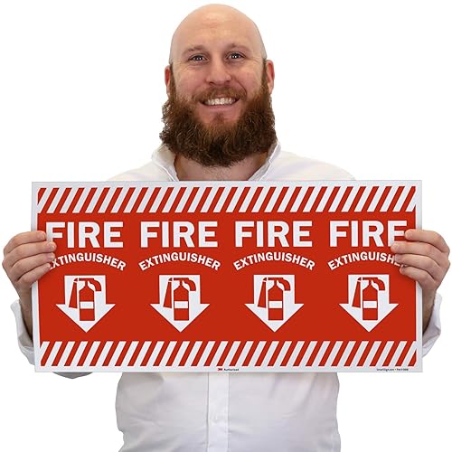 Miniatura 9 de SmartSign Etiqueta envolvente "Extintor de incendios" con flecha hacia abajo  Vinilo laminado de 24 x 12 pulgadas