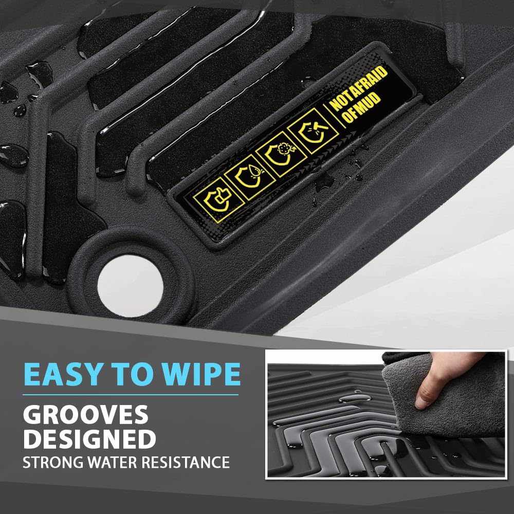 Floor Mats TPE Cargo Liners Compatible with Jeep Wrangler JL Unlimited 4 Door Only 2018-2024 (Not Fit JK or 4XE) 1st & 2nd Row