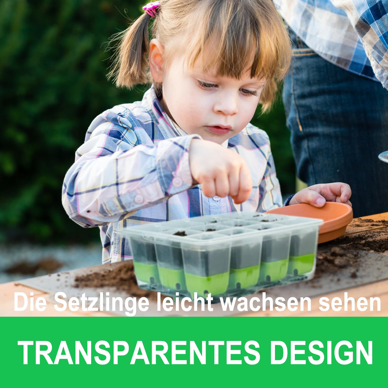 12 Zellen Anzuchtset Mini Gewächshaus, 1 Stück Anzuchtkasten Zimmergewächshaus mit Silikon-Zellen, Belüftungshaube für Pflanzenanzucht (Grün)