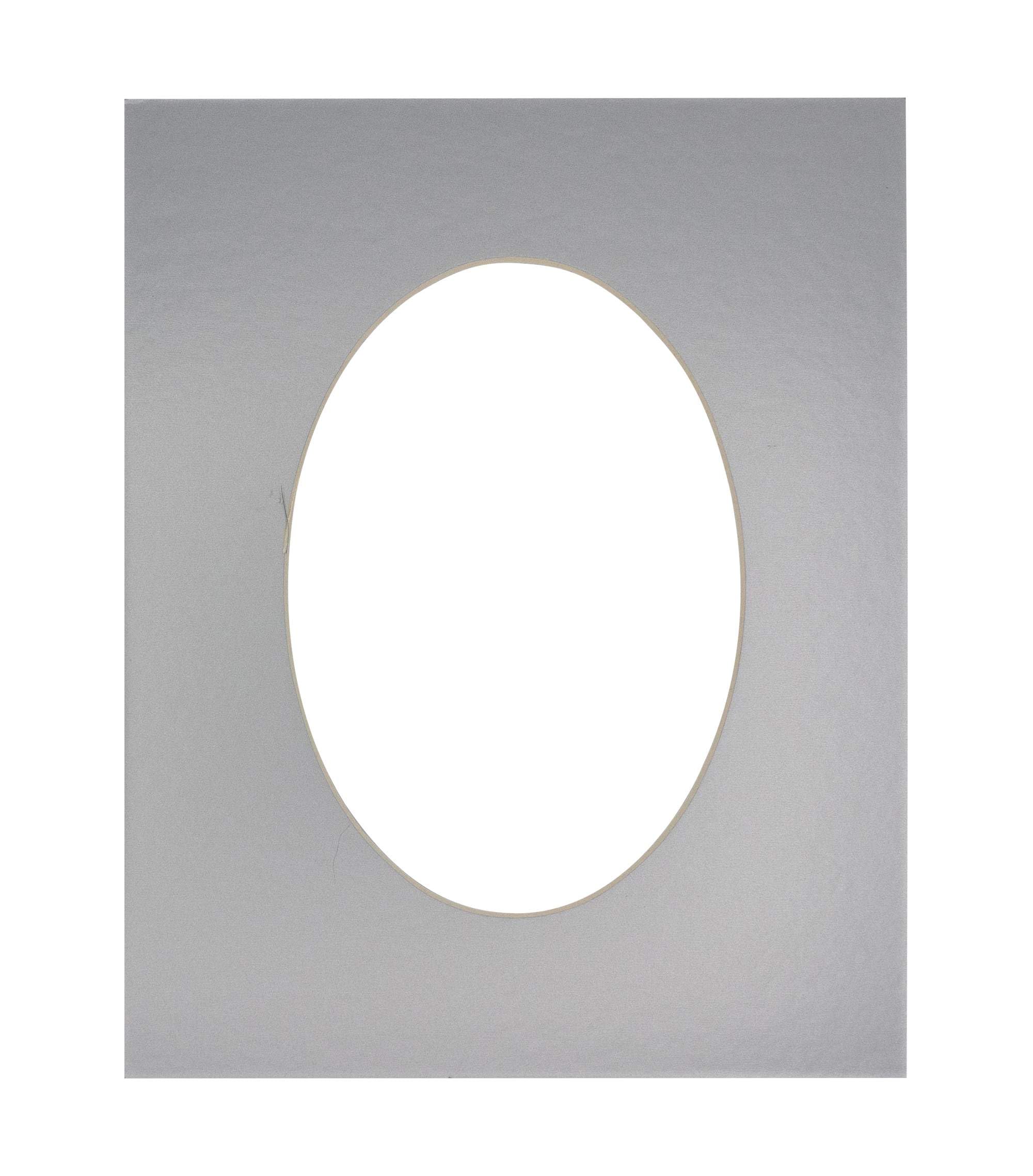 CountryArtHouse Metallic Silver Acid Free 8x10 Oval Picture Frame Mat with White Core Bevel Cut for 5x7 Pictures - Fits 8x10 Frame - Pack of 1 Matboard