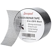 Vista 1 de Cinta de Reparación de Malla de Ventana Negra, 2 pulgadas X 30 pies (360 pulgadas) Kit de Reparación de Malla para Ventanas o Puertas, Cinta